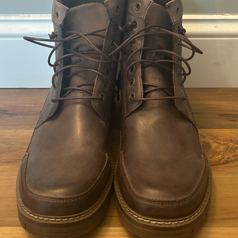Jousen Brown Leather Lace-Up Chukka Boots w/zipper